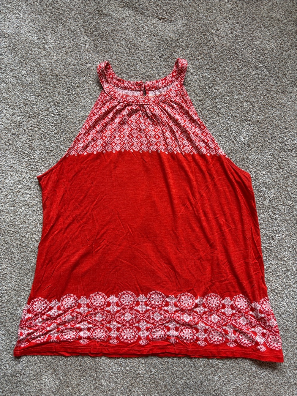 Red Patterned Halter Women's Tank Top